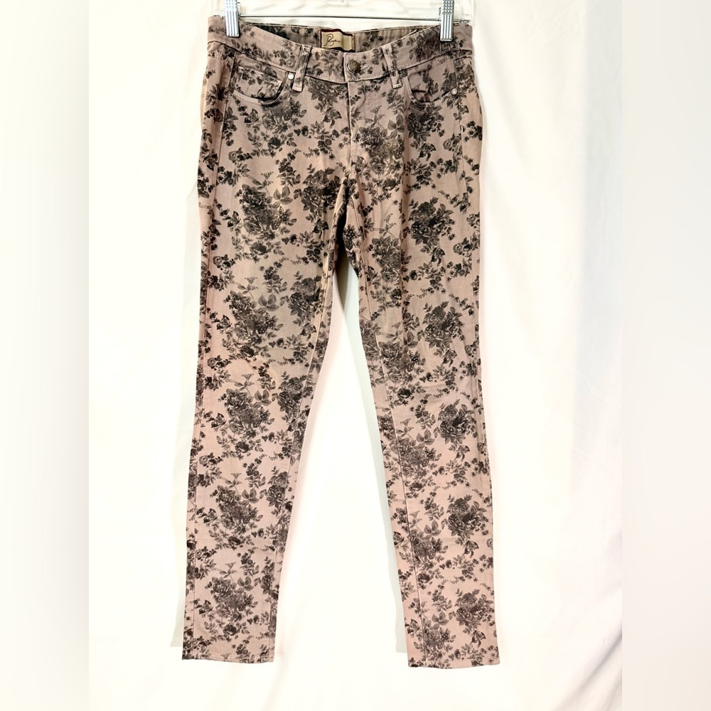 PAIGE “Peg Skinny” Low/Mid Rise Jeans With An All Over Flower Pattern Size 25 - Picture 3 of 14